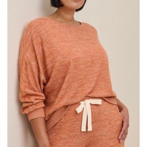 🆕 Soft Plush Long Sleeve Cable Trim Lounge Sweatshirt 3 3X 22 24 NWT Torrid New